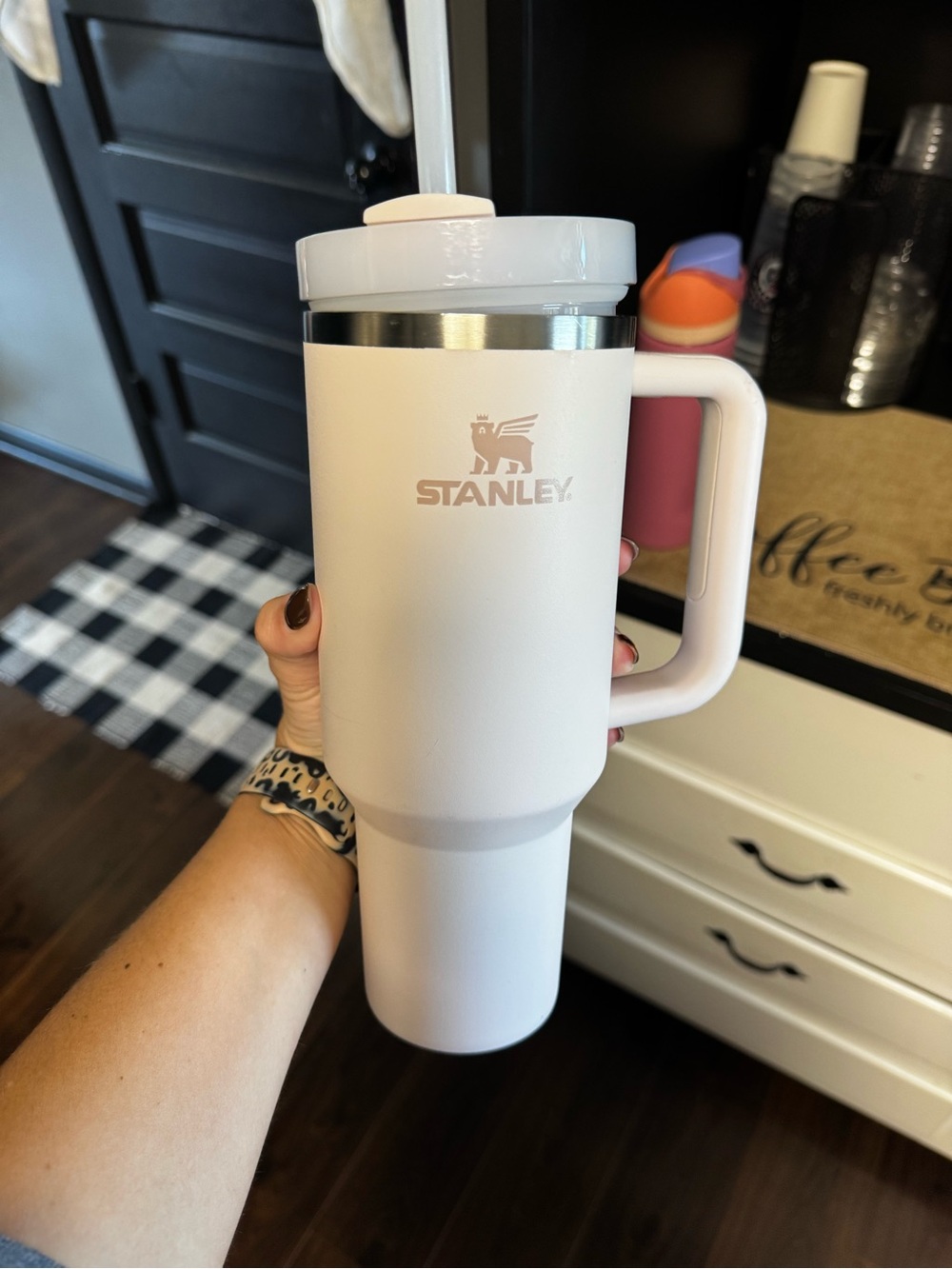 Stanley White Insulated Travel Tumbler with Handle